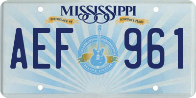 MS license plate AEF961