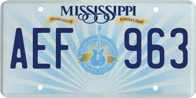 MS license plate AEF963