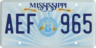 MS license plate AEF965