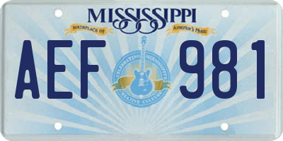 MS license plate AEF981