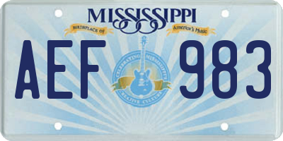 MS license plate AEF983