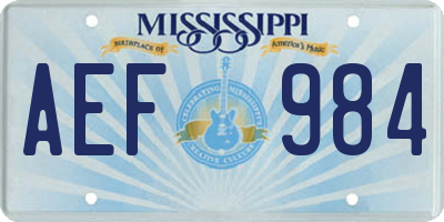 MS license plate AEF984