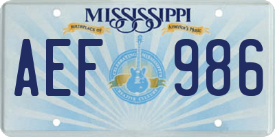 MS license plate AEF986