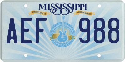 MS license plate AEF988