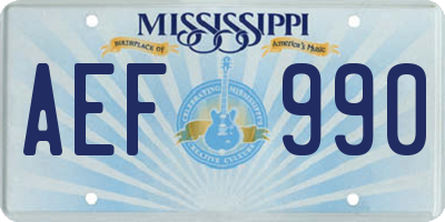 MS license plate AEF990
