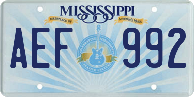 MS license plate AEF992