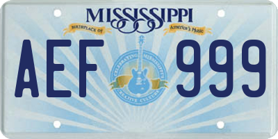 MS license plate AEF999