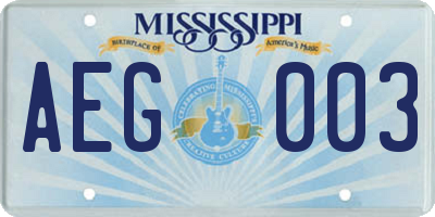 MS license plate AEG003