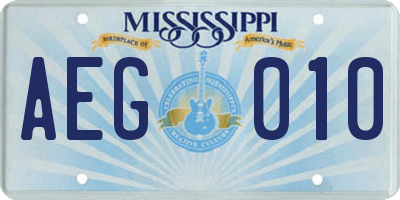MS license plate AEG010