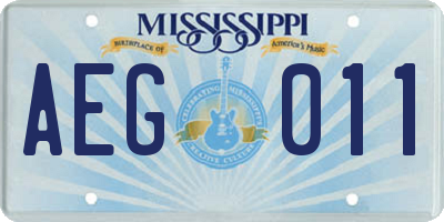 MS license plate AEG011