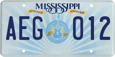 MS license plate AEG012