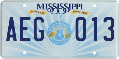MS license plate AEG013