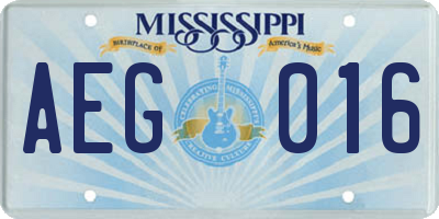 MS license plate AEG016