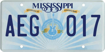 MS license plate AEG017