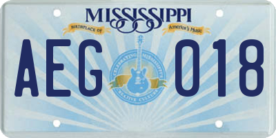 MS license plate AEG018