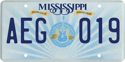 MS license plate AEG019