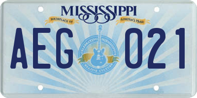 MS license plate AEG021