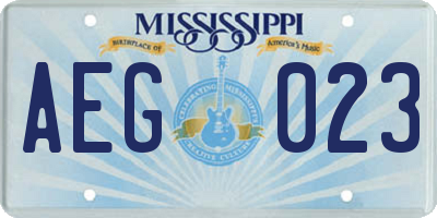MS license plate AEG023
