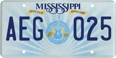 MS license plate AEG025
