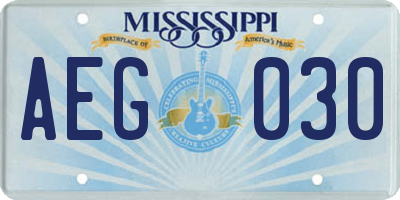 MS license plate AEG030