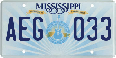 MS license plate AEG033