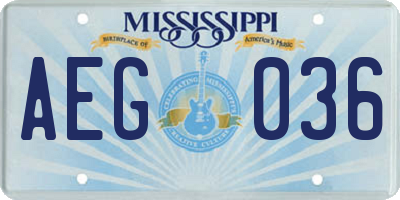 MS license plate AEG036