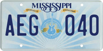 MS license plate AEG040