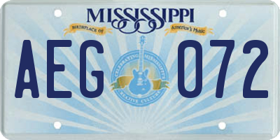 MS license plate AEG072