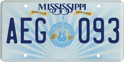 MS license plate AEG093