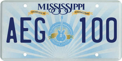 MS license plate AEG100