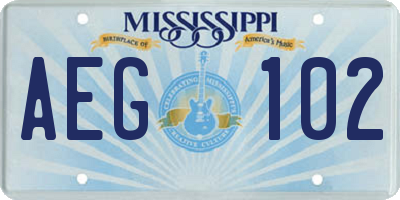 MS license plate AEG102