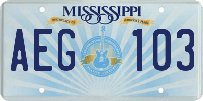 MS license plate AEG103