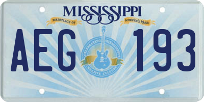 MS license plate AEG193