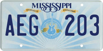 MS license plate AEG203