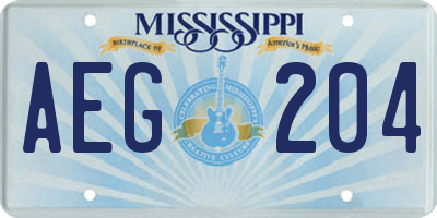 MS license plate AEG204