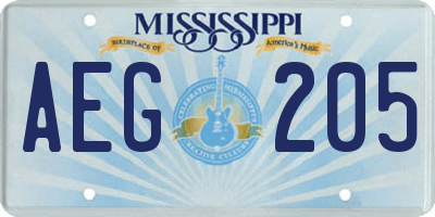 MS license plate AEG205