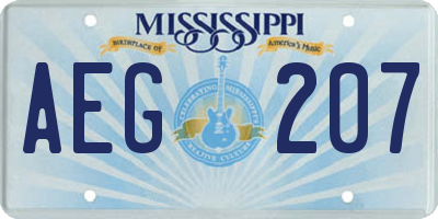 MS license plate AEG207