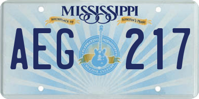 MS license plate AEG217