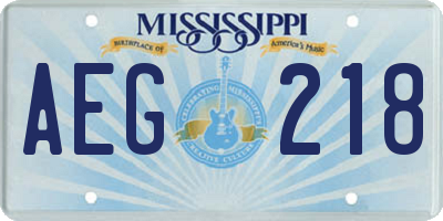 MS license plate AEG218