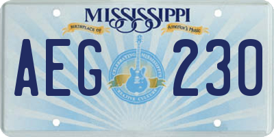 MS license plate AEG230