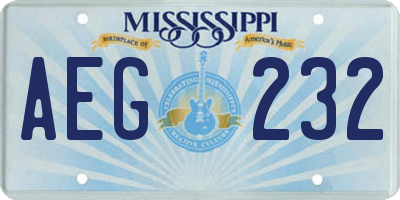 MS license plate AEG232