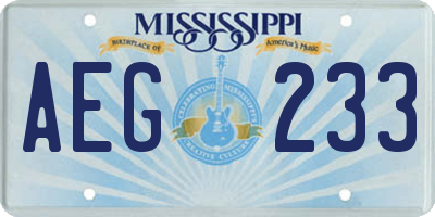 MS license plate AEG233