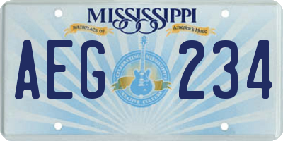 MS license plate AEG234
