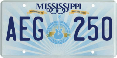 MS license plate AEG250