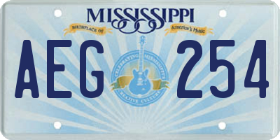 MS license plate AEG254