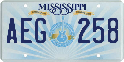 MS license plate AEG258