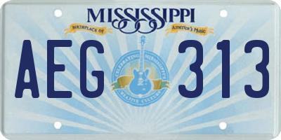 MS license plate AEG313