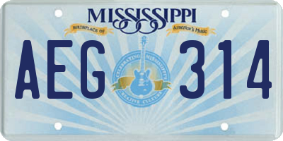 MS license plate AEG314