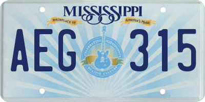 MS license plate AEG315