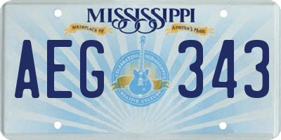 MS license plate AEG343